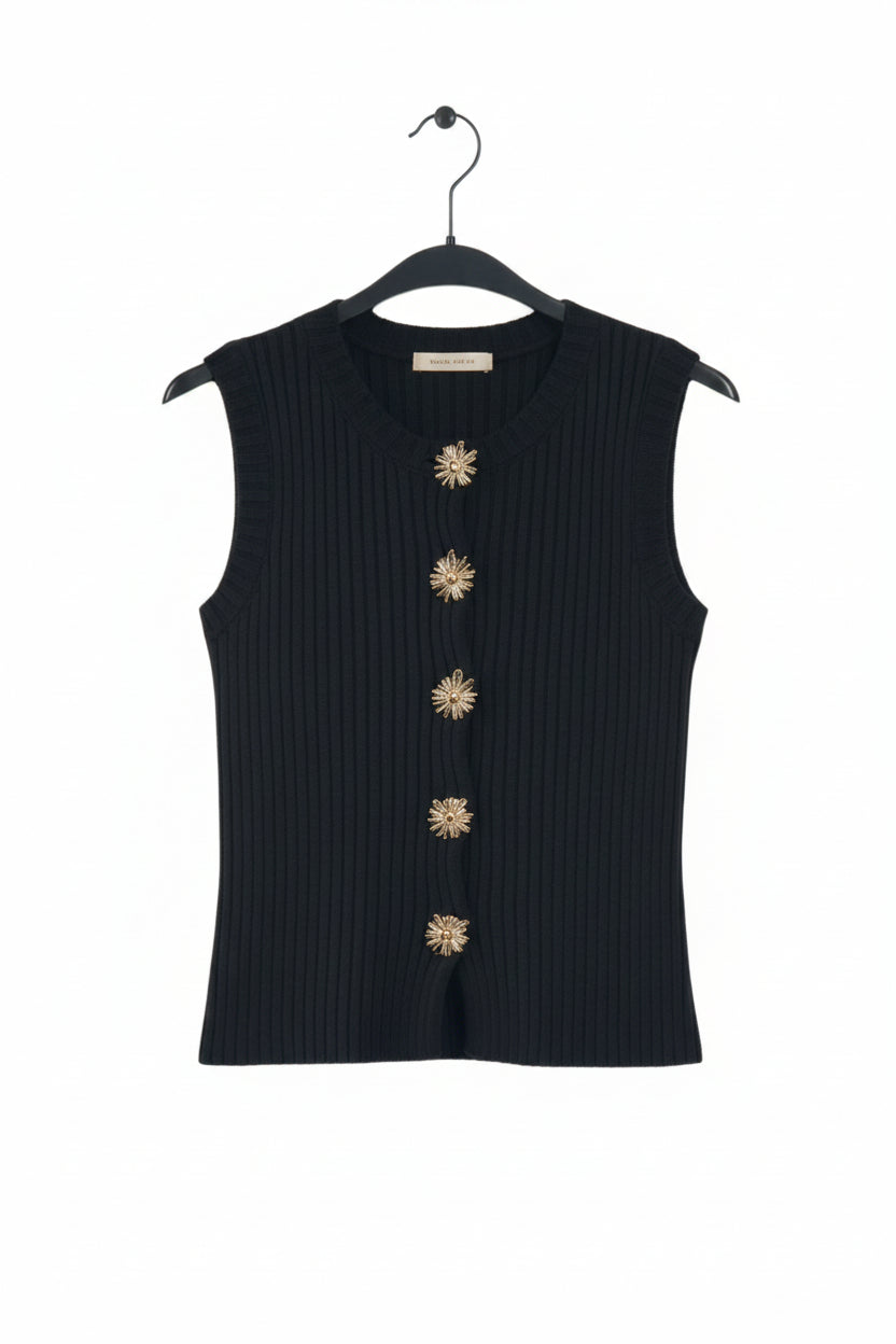 Chaleco Negro Abotonado by Yanet Collective