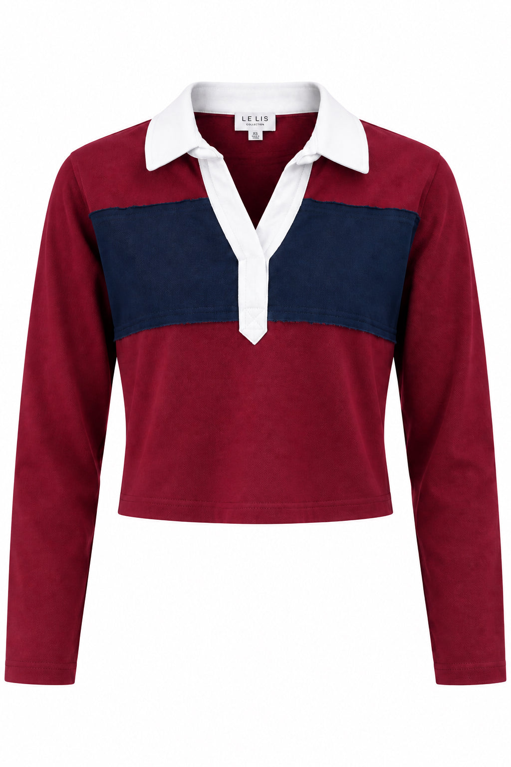 Polo de Manga Larga en Burdeos y Azul Marino - Estilo Boutique