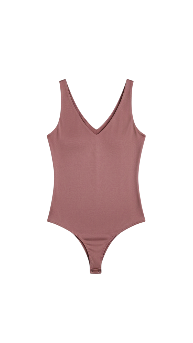 Body V-Neck Sin Mangas en Rosa Polvo - Elegancia Boutique