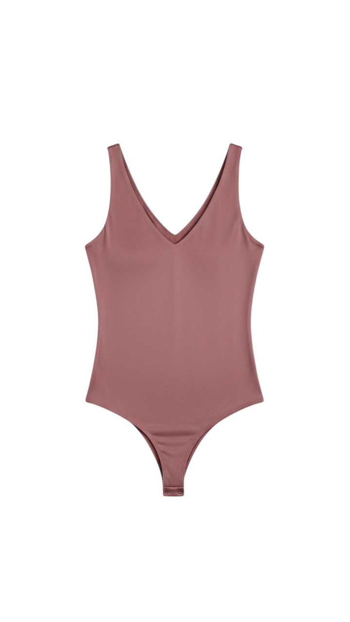 Body V-Neck Sin Mangas en Rosa Polvo - Elegancia Boutique