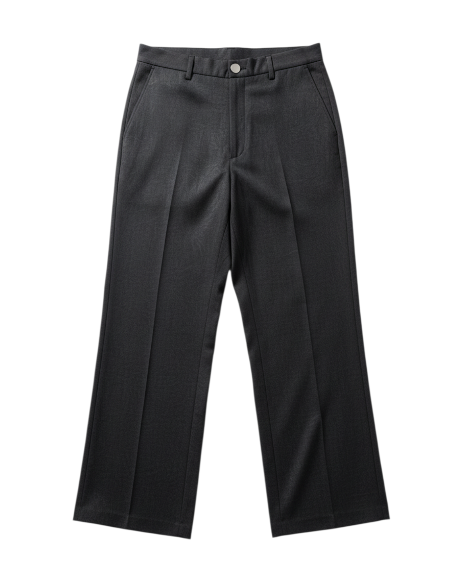 Pantalones rectos negros Yanet Collective con detalle de botón y tejido texturizado de corte elegante