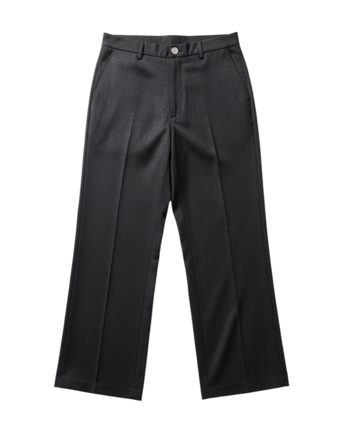 Pantalones rectos negros Yanet Collective con detalle de botón y tejido texturizado de corte elegante