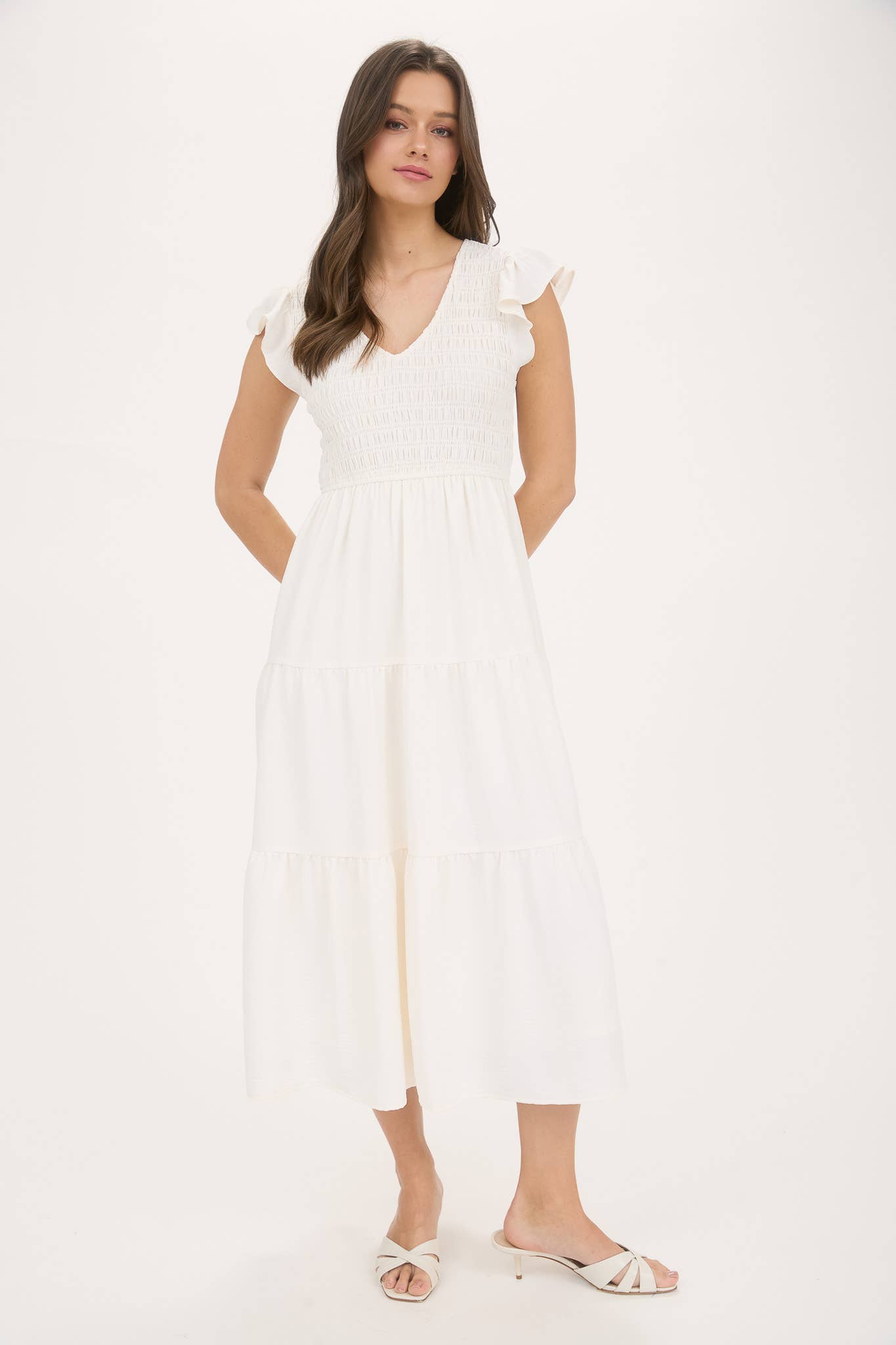 Vestido Maxi Boho con Mangas Volantes - Elegancia Fluida para Bodas y Verano