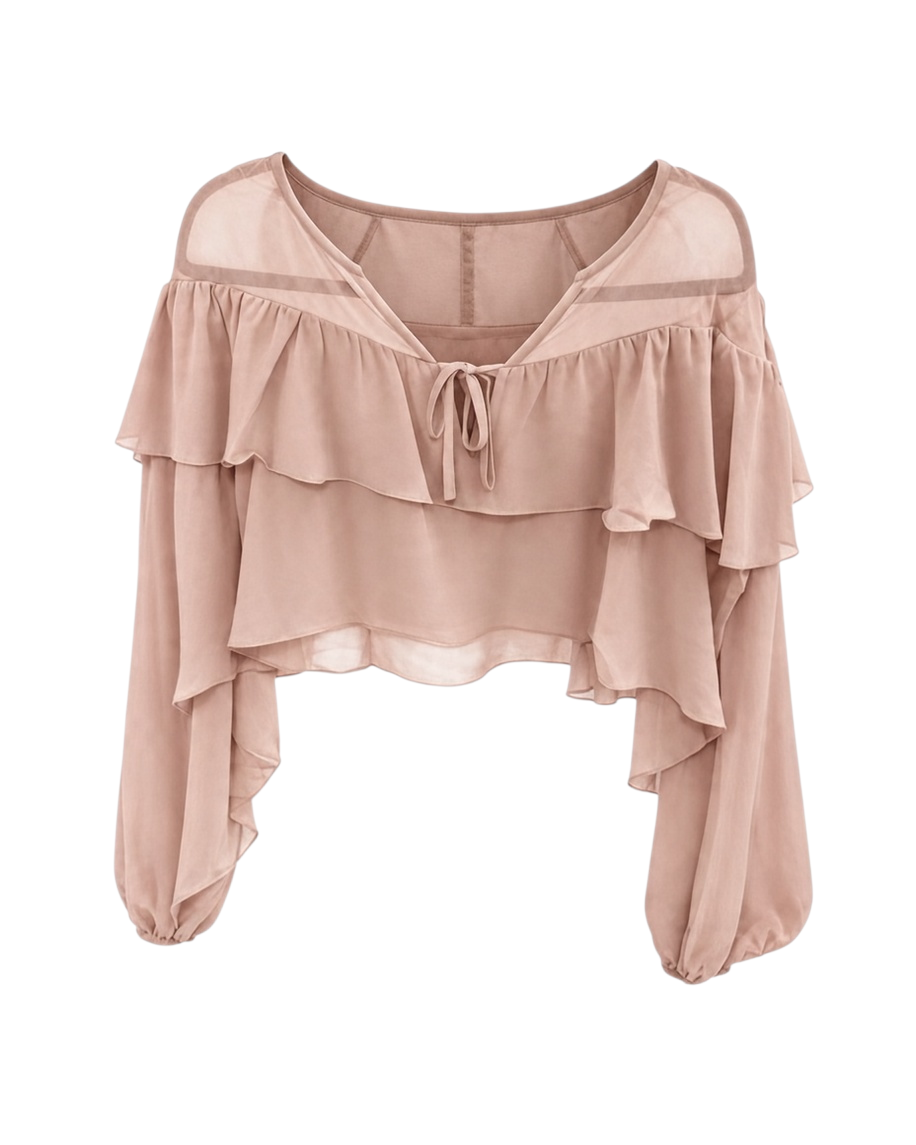 Blusa Melocotón con Volantes y Lazo - Estilo Boutique