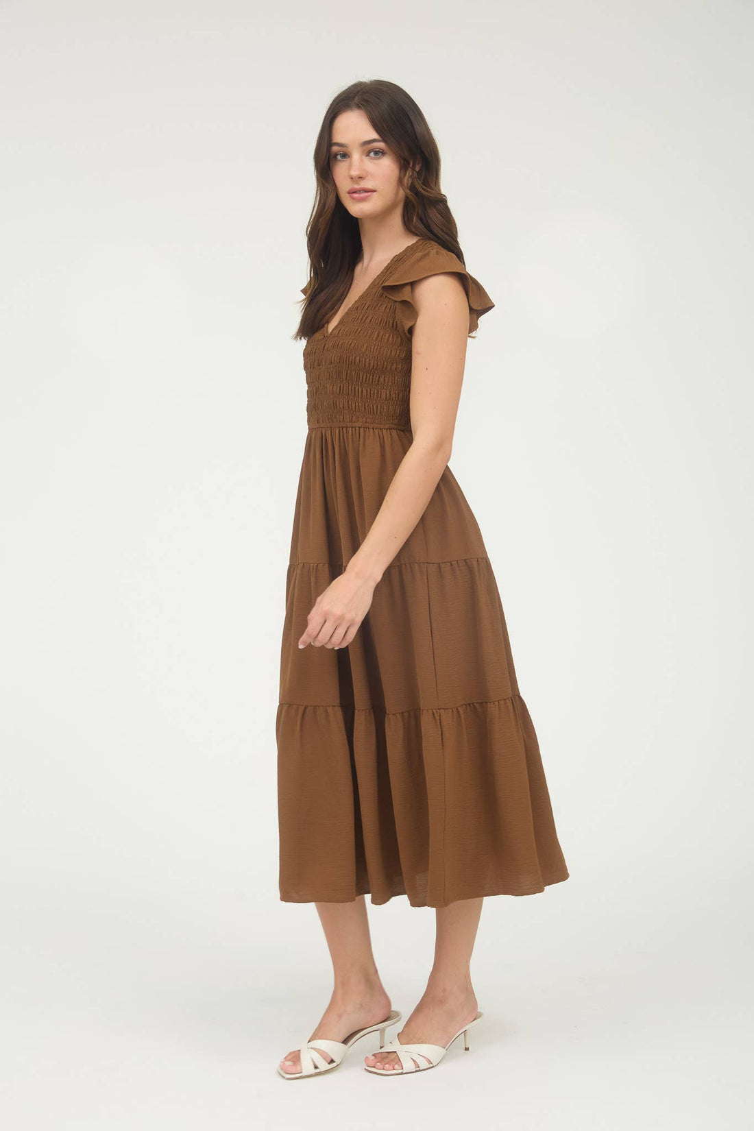 Vestido Maxi Boho con Mangas Volantes - Elegancia Fluida para Bodas y Verano