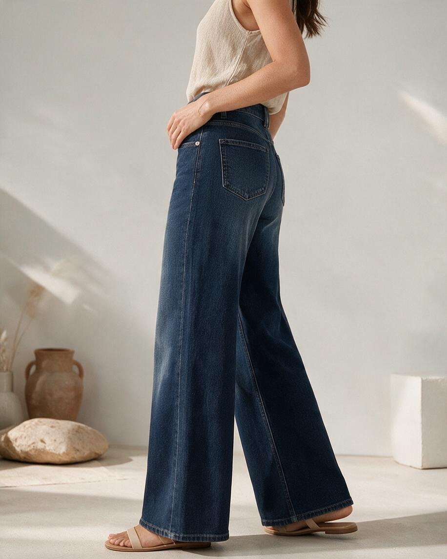 Pantalón de mezclilla Wide leg low rise
