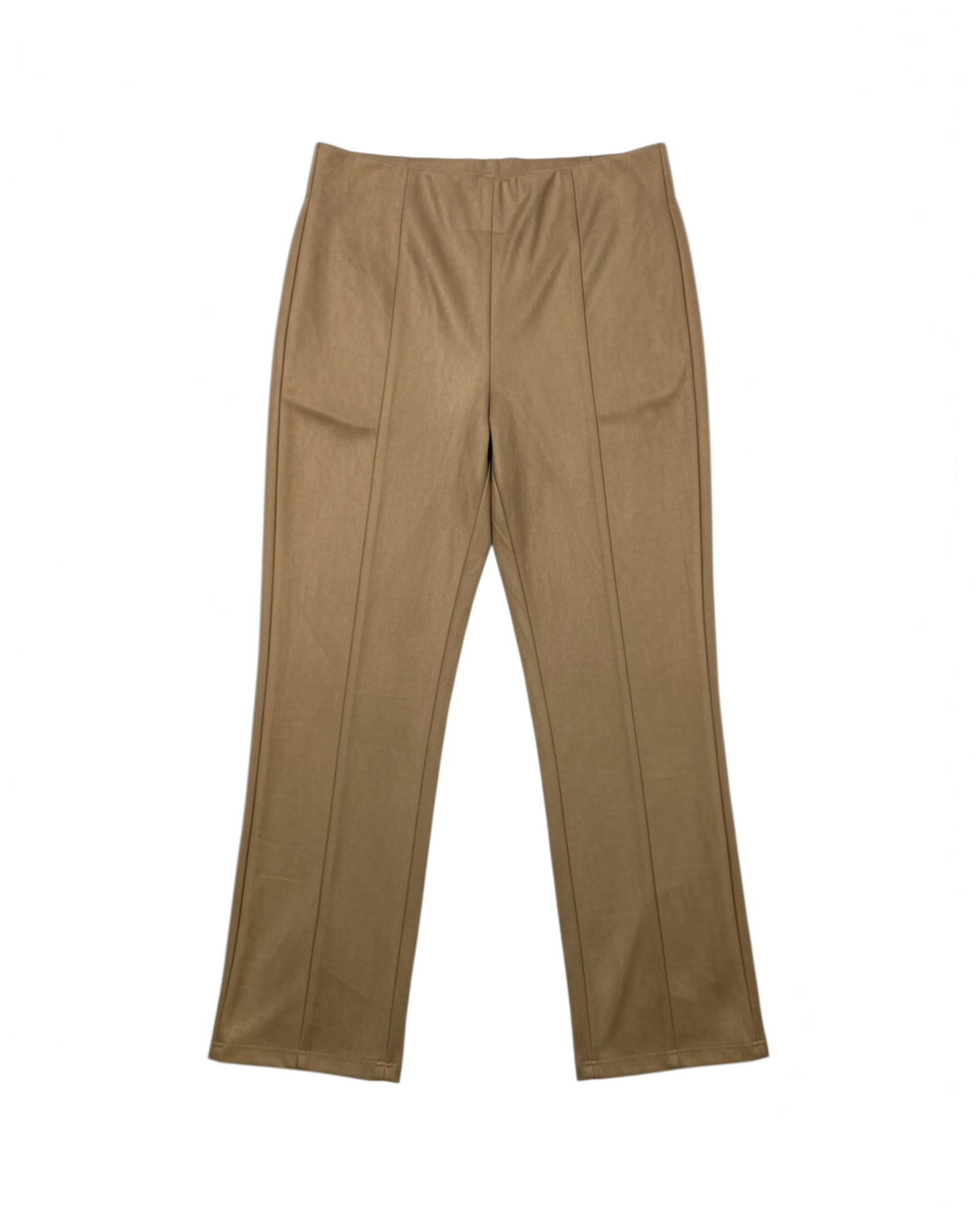Pantalones Yanet Collective de tiro alto en color beige con pierna ancha y pliegues frontales elegantes