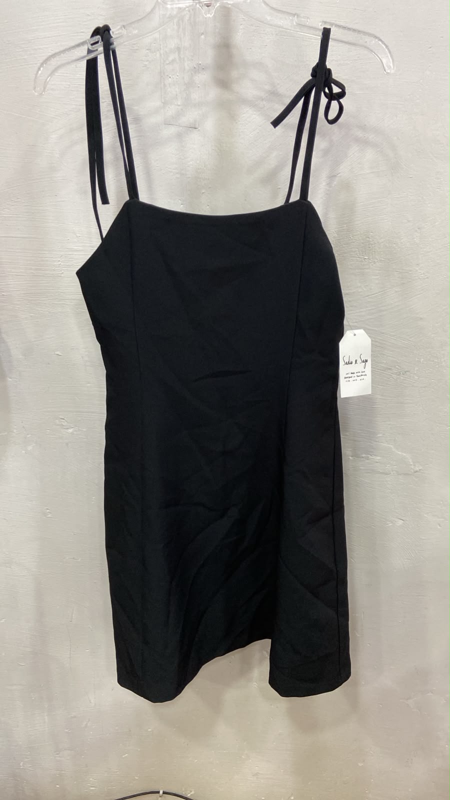 Black Spaghetti Strap Mini Dress with Tie Straps