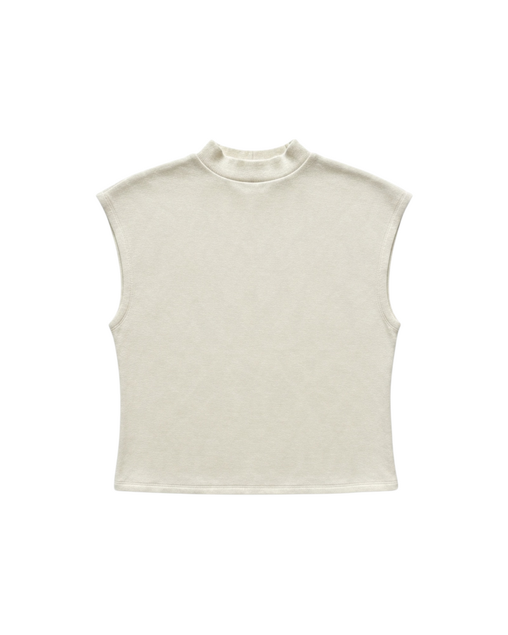 Top Sin Mangas de Cuello Alto Color Crema
