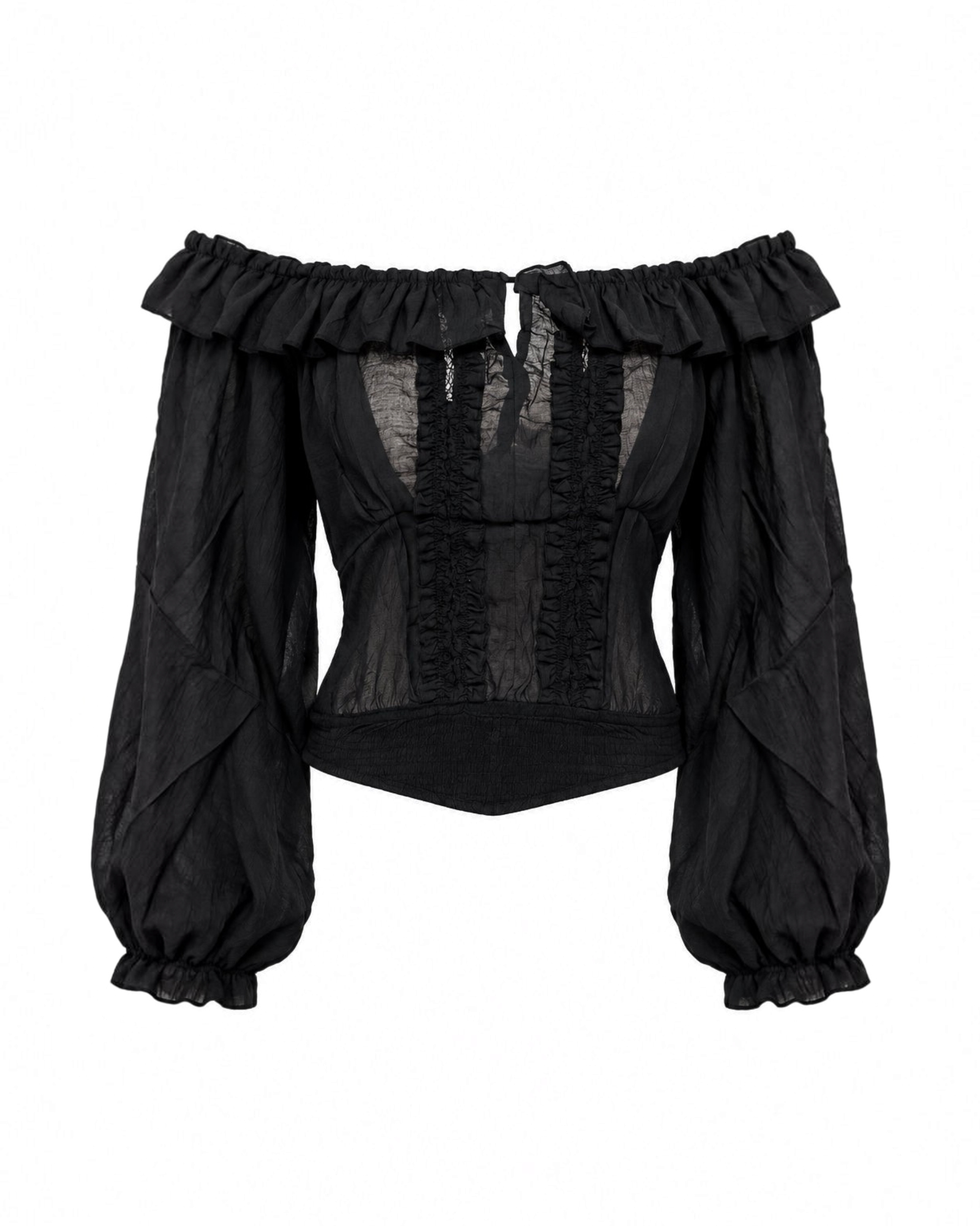 Body de Manga Larga con Volantes y Detalles en Transparencia - Elegancia Boutique