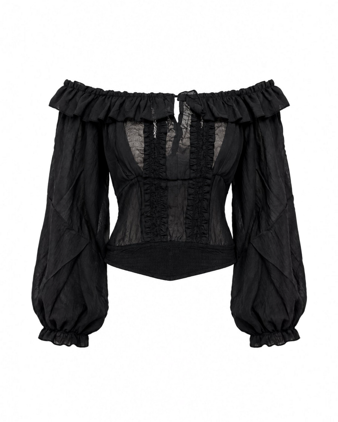 Body de Manga Larga con Volantes y Detalles en Transparencia - Elegancia Boutique