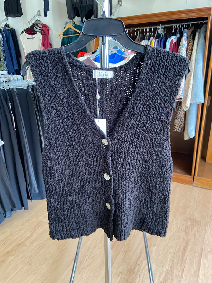 Cárdigan de Punto sin Mangas con Botones - Estilo Boutique