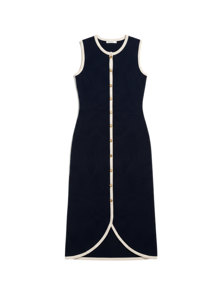 Vestido Azul Largo Tejido Mujer Elegante Para Ocasiones Especiales Con Corte Recto