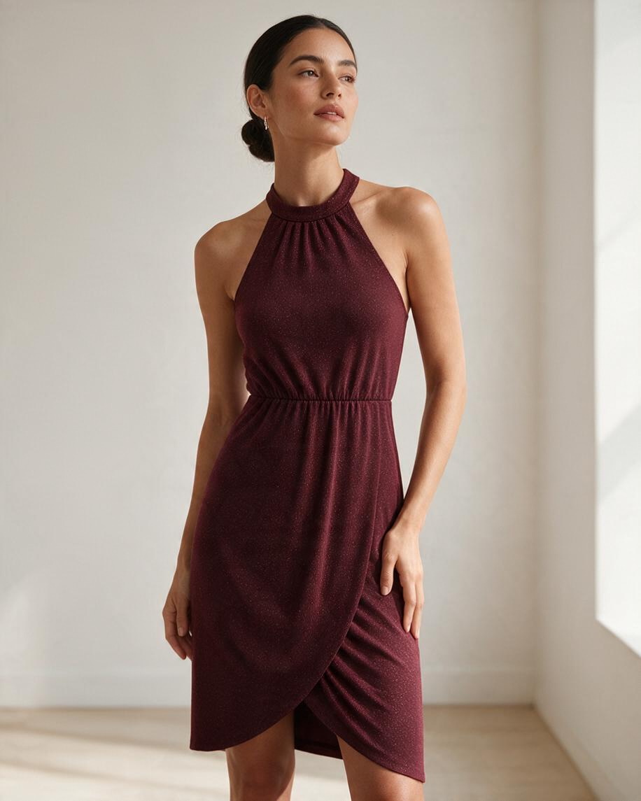 Maxi Vestido Borgoña Sin Mangas con Cintura Fruncida - Estilo Boutique