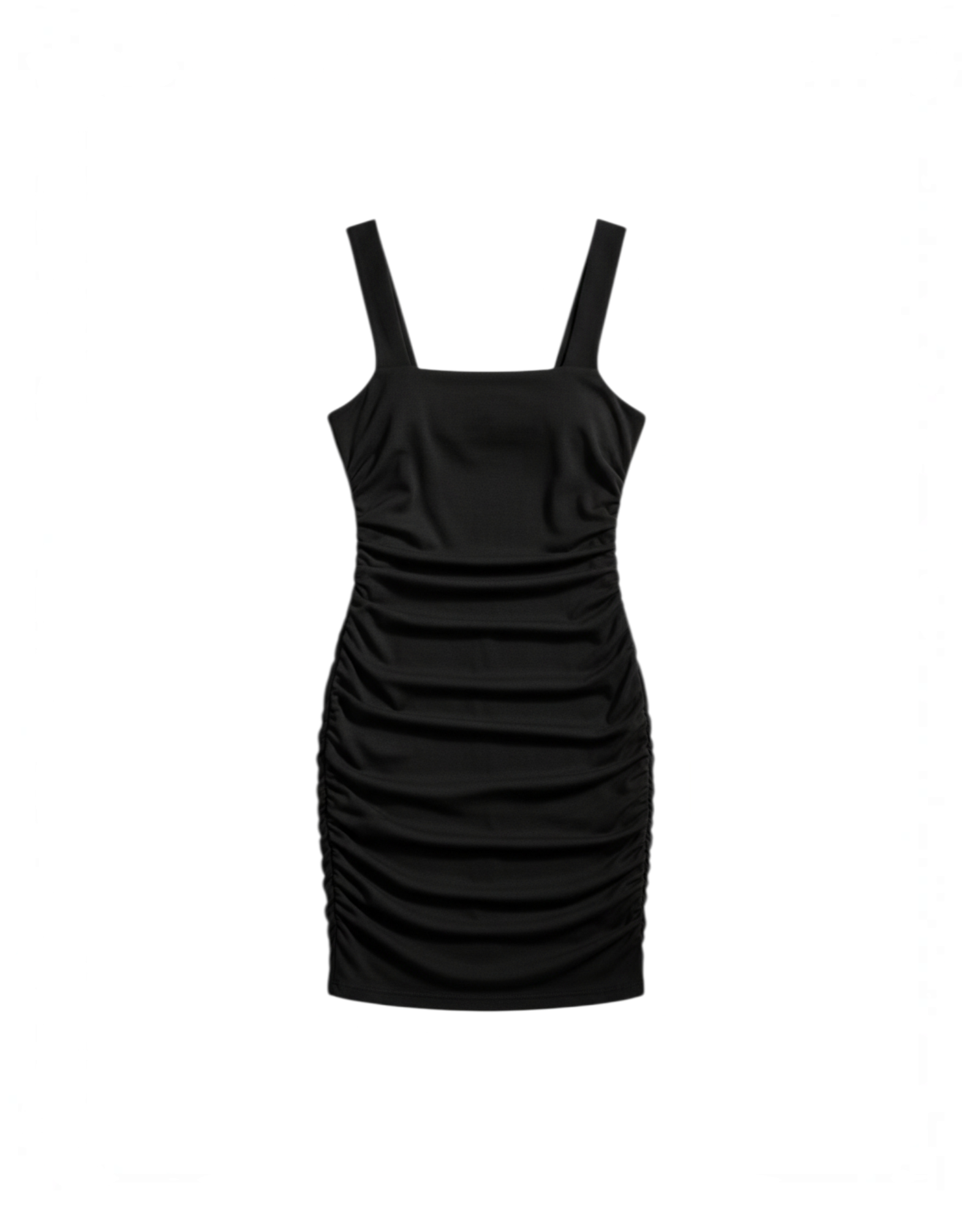 Vestido ajustado negro Yanet Collective sin mangas con escote cuadrado y detalle fruncido lateral