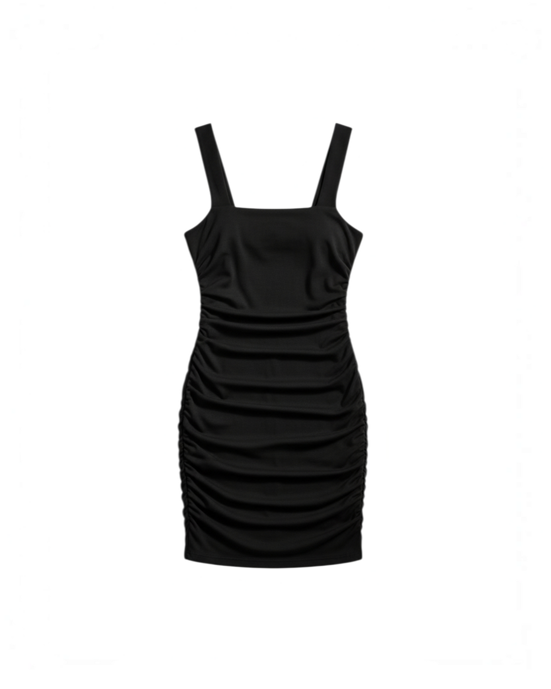 Vestido ajustado negro Yanet Collective sin mangas con escote cuadrado y detalle fruncido lateral