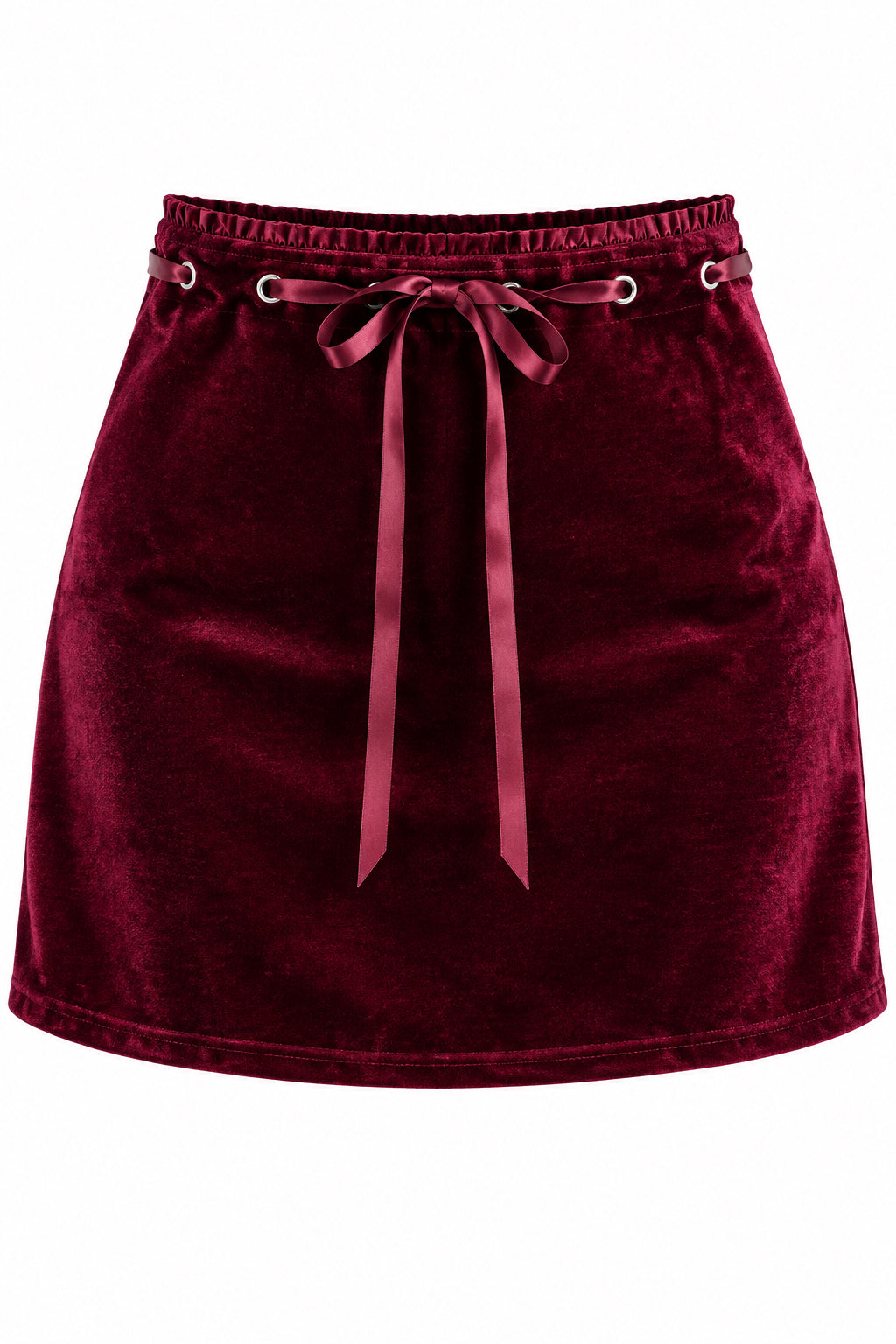 Minifalda de Terciopelo Burdeos con Detalle de Cordones - Estilo Boutique