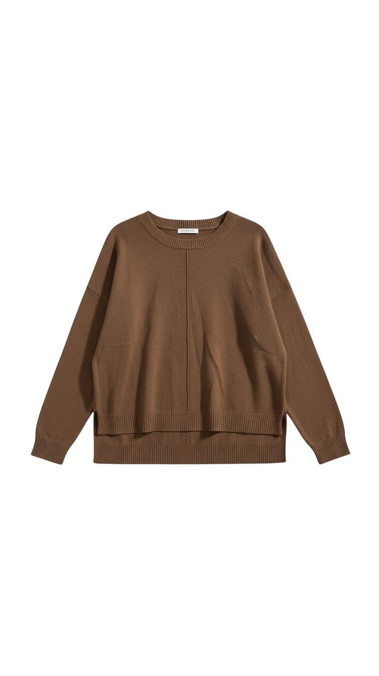 Suéter de Punto en Tono Tierra con Detalle Acanalado - Estilo Boutique