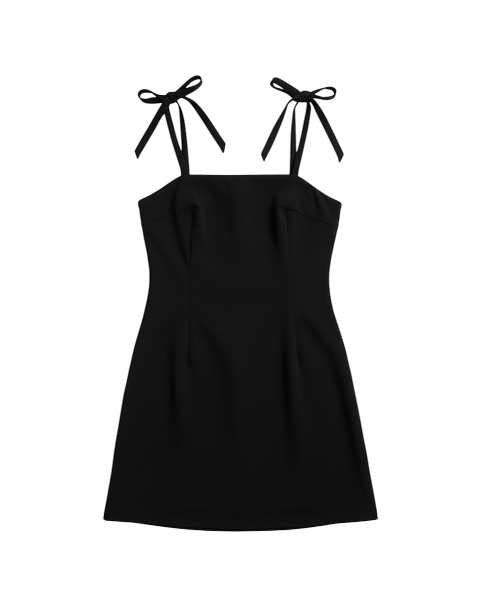 Vestido mini negro Yanet Collective con tirantes ajustables de lazo y cuerpo entallado de textura suave