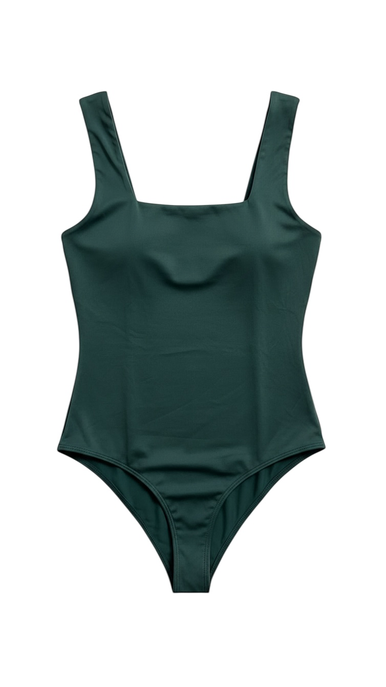 Body Verde Escote Cuadrado Sin Mangas - Estilo Boutique