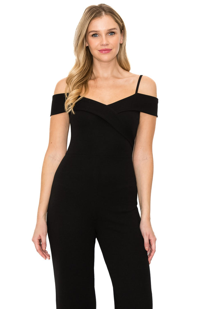 Jumper palazzo negro hombros caídos vestido by Yanet Collection