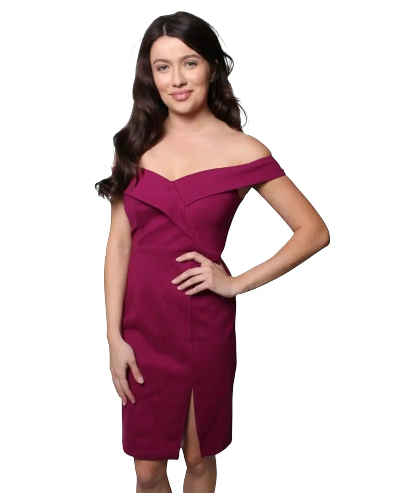 Vestido morado vino corto by Yanet Collection