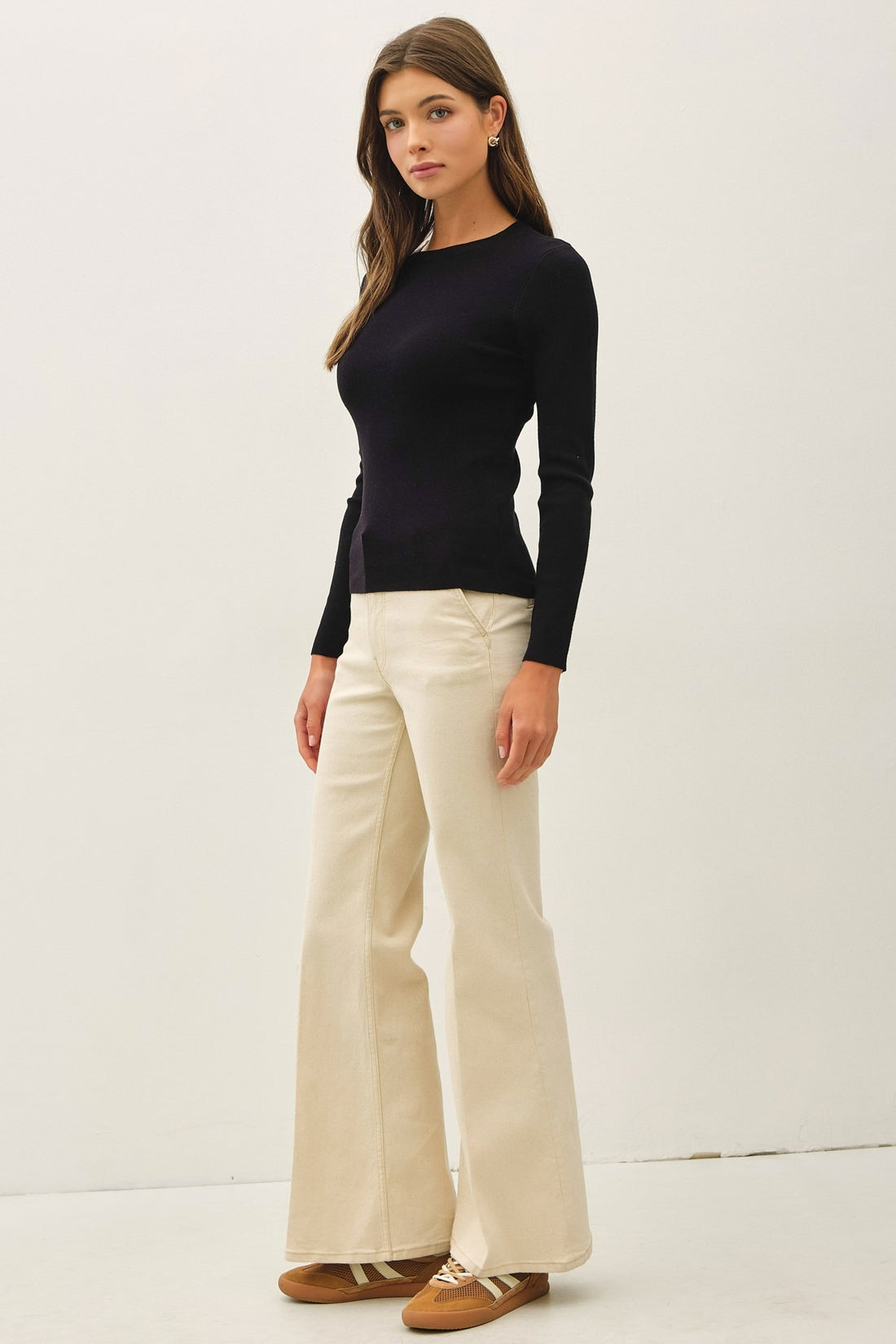 Blusa Sueter Tejido de Manga Larga con Textura