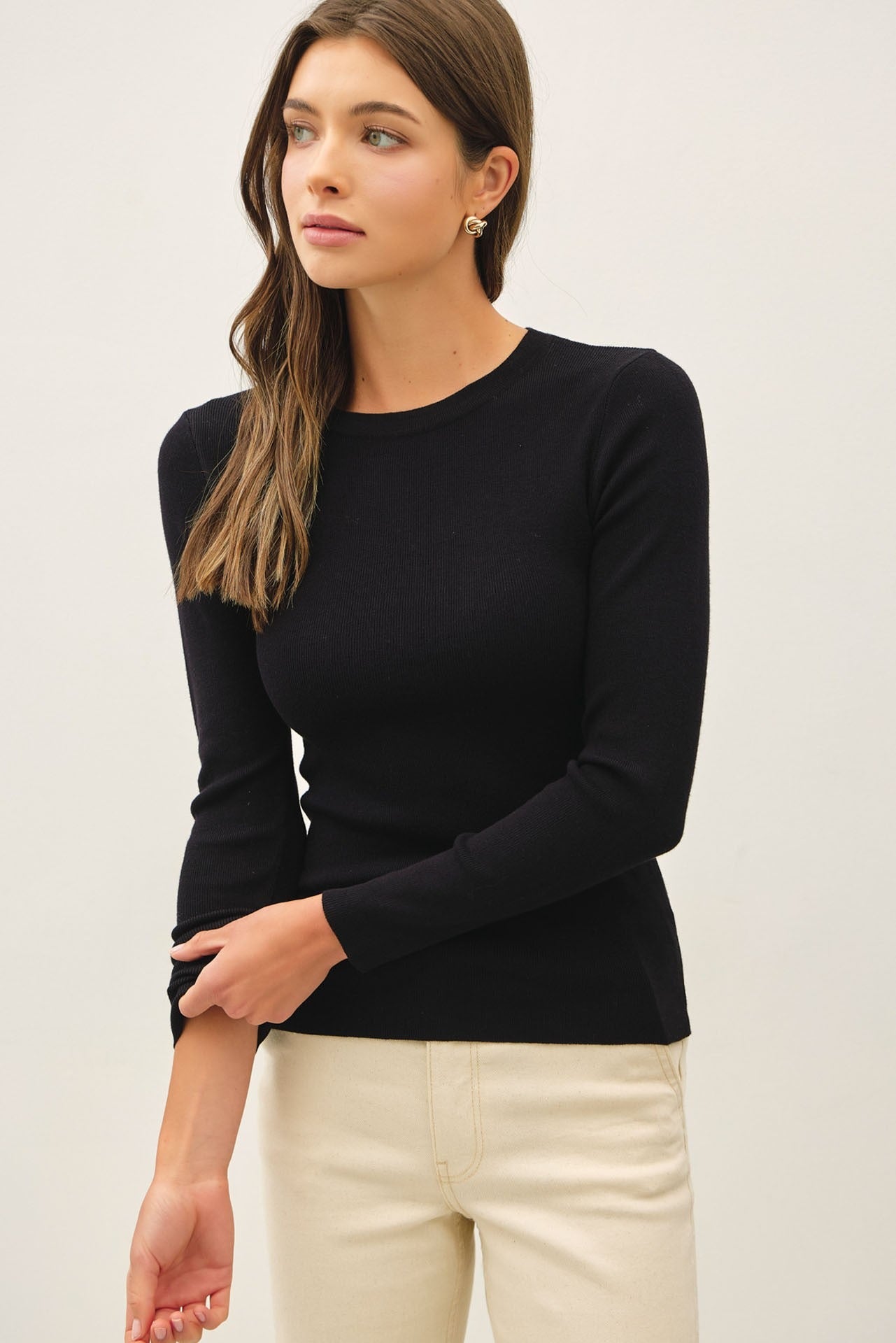 Blusa Sueter Tejido de Manga Larga con Textura