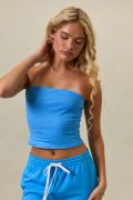 Top Tubo Sin Tirantes Azul Brillante – Crop Top de Punto Elástico