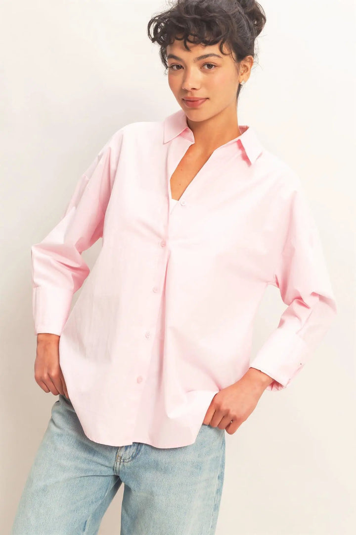 Camisa Popalina Mujer Manga Larga con Botones | Estilo Clásico Chic by HYFVE