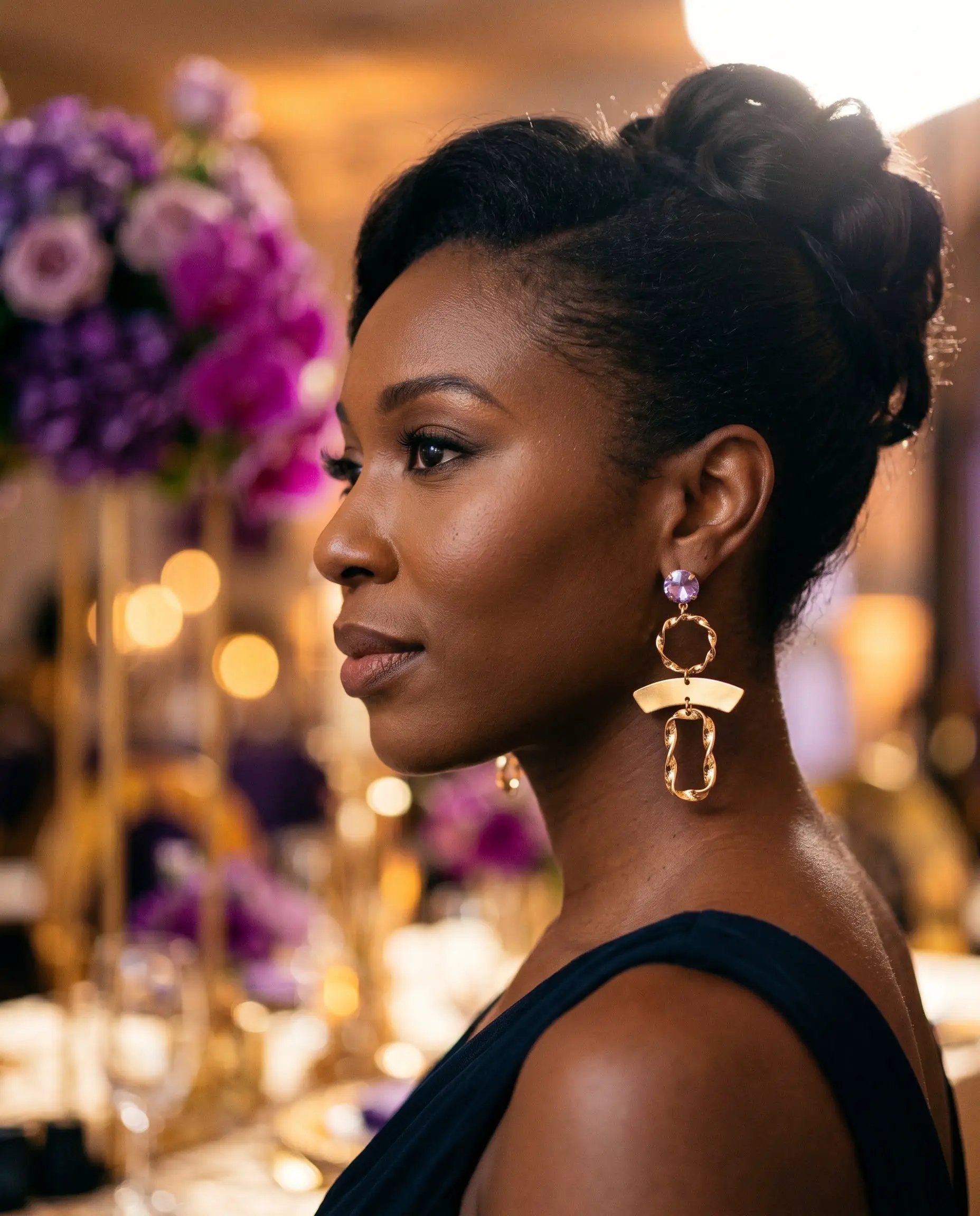 Aretes diamante morado by Yanet Collective