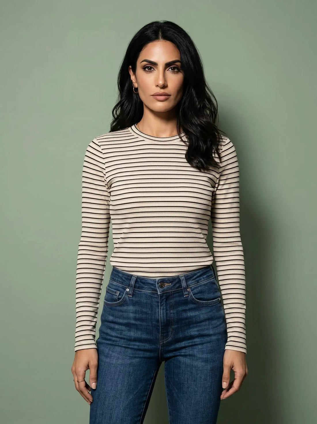 Yanet Collective Blusa manga larga de rayas café - Blouses
