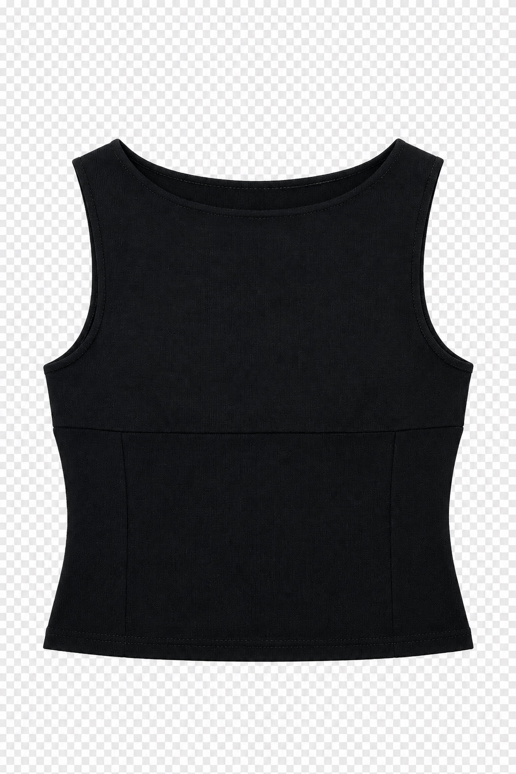 Top Sin Mangas de Corte Ajustado Color Negro