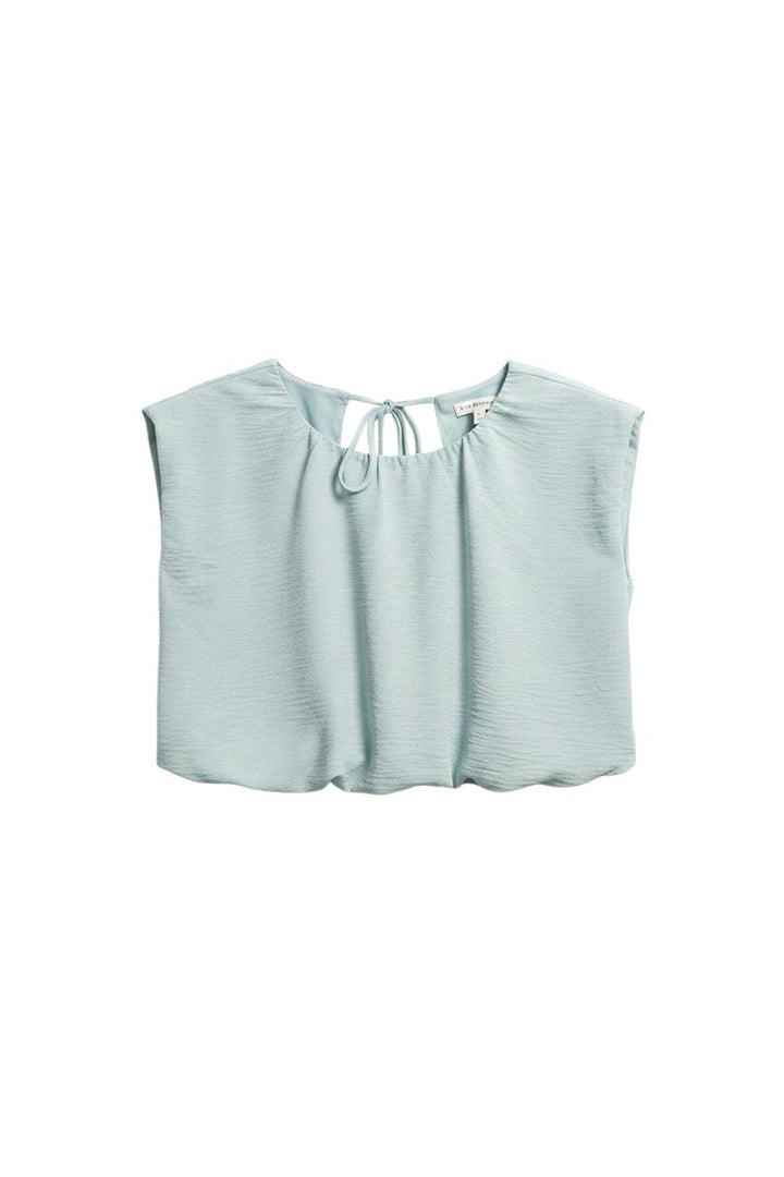 Light Blue Short Sleeve Top with Tie Detail