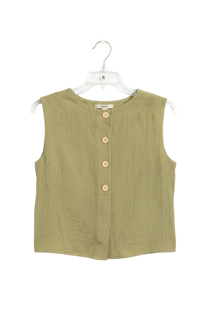 Lime Green Sleeveless Crop Top with Textured Fabric