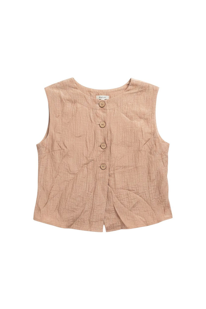 Peach Sleeveless Top with Textured Fabric