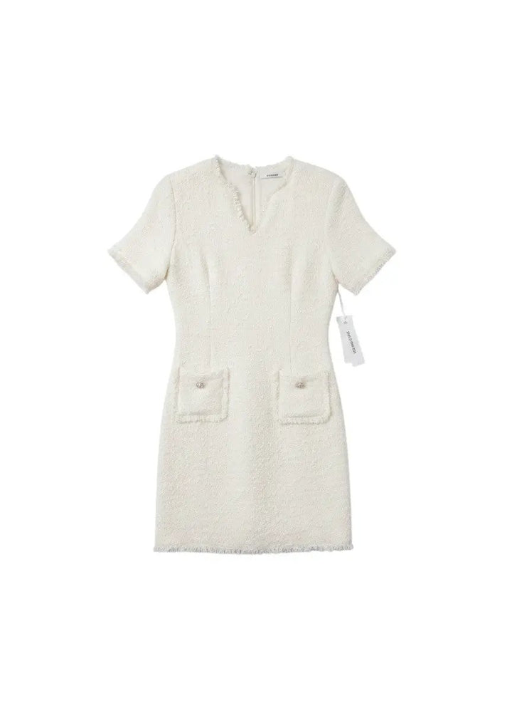 Vestido corto beige manga corta by Yanet Collective