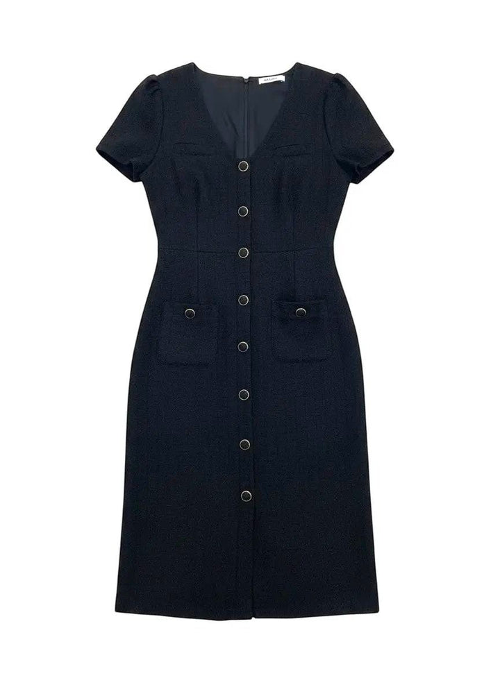 Vestido negro manga corta by Yanet Collective