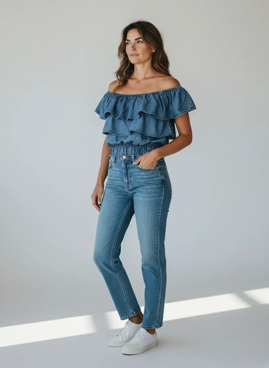 Blusa top mezclilla by Yanet Collective