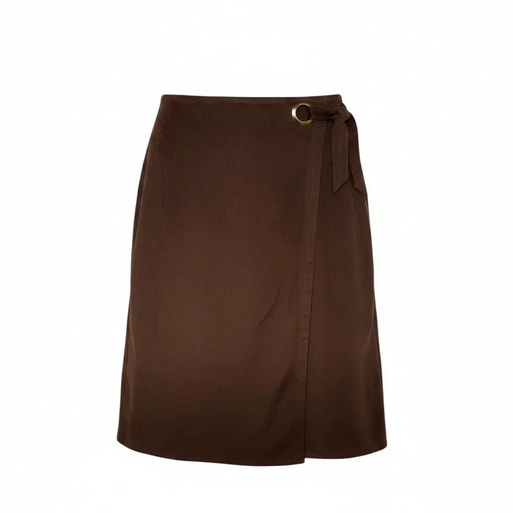 Falda Midi Cafe Gamuza by Yanet Collective