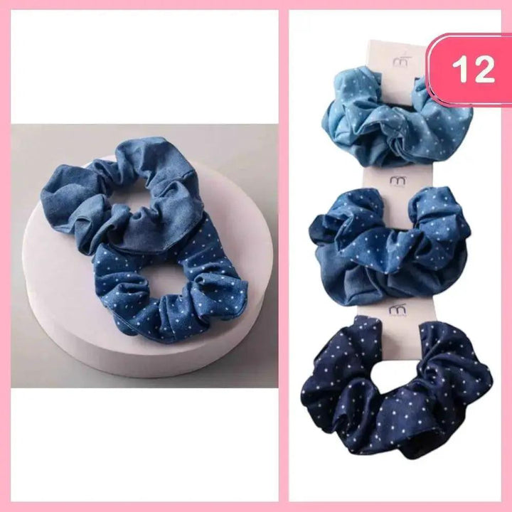 Scrunchie de mezclilla con lunares by Joia Accessory