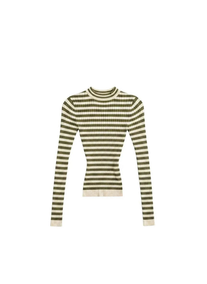 Blusa verde y beige manga larga by Yanet Collective