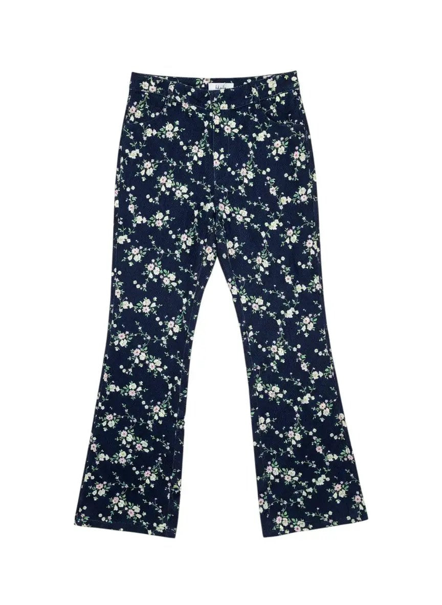 Pantalón azul marino flores by Yanet Collective