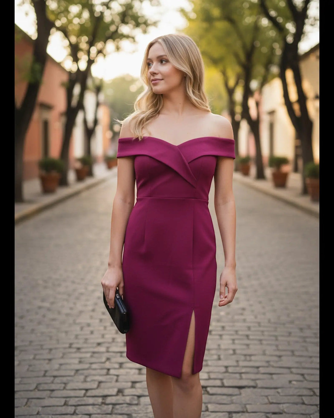 Vestido morado vino corto by Yanet Collection