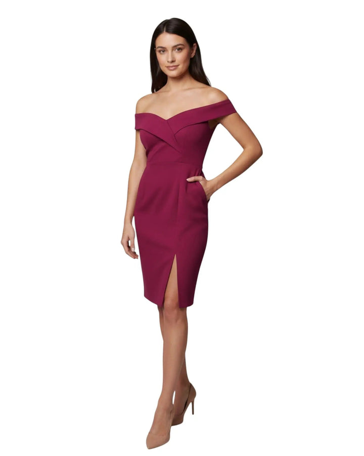 Vestido morado vino corto by Yanet Collection